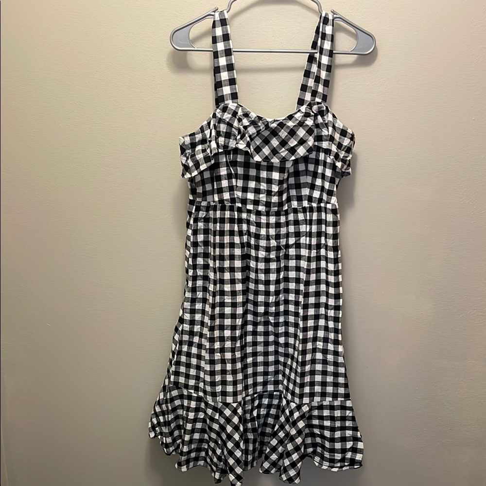 J. Crew Black and White Gingham Sleeveless Sundress